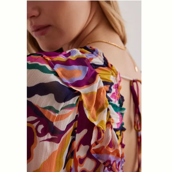 Anthropologie The Odetta Ruffled V-Neck Dress Pink Floral - Image 6
