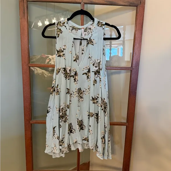 Free People Tree Swing Sleeveless Floral Mint Boho Flowy Tunic Tank Top Small - Image 4