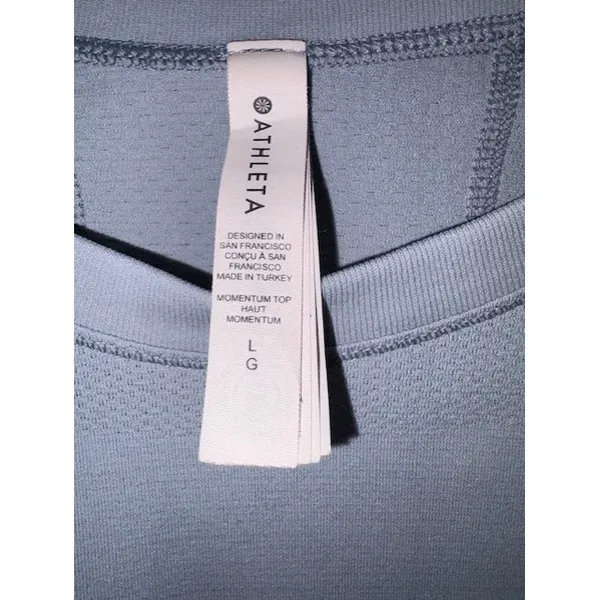 Athleta Womens Long Sleeve Blue Performance Top Size‎ L - Image 3