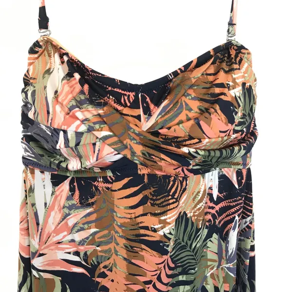 NWOT Womens Size 4 Garnet Hill Multicolor Tropical Palm Print Ruched Swim Dress - Image 3