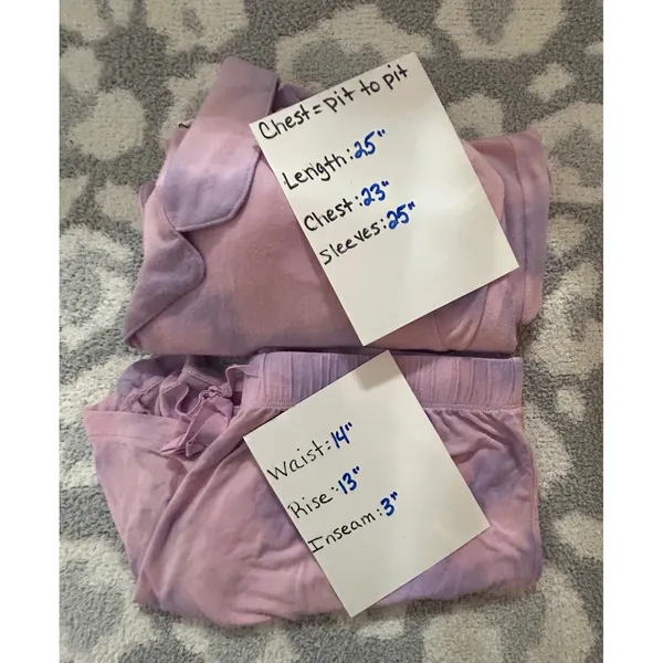 Victoria's‎ Secret Modal Tie Dye Pajama Set Small 2PC Button Down Top & Shorts - Image 3