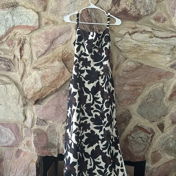 Commense Backless Print Split Zipper Dress size L Brown Size L - Image 3