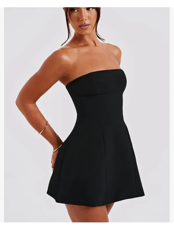 NEW Black Classic Strapless A-line Mini Lined Cocktail Dress S - Image 4