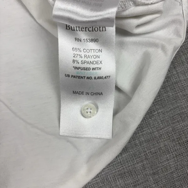 Buttercloth Shirt Womens Medium White Regular Fit Icy Cotton Stretch Long Sleeve - Image 5