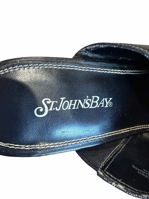St John’s Bay Y2K Leather Shoes Size 8 Black Mules Clogs Buckle Office Neutral - Image 10