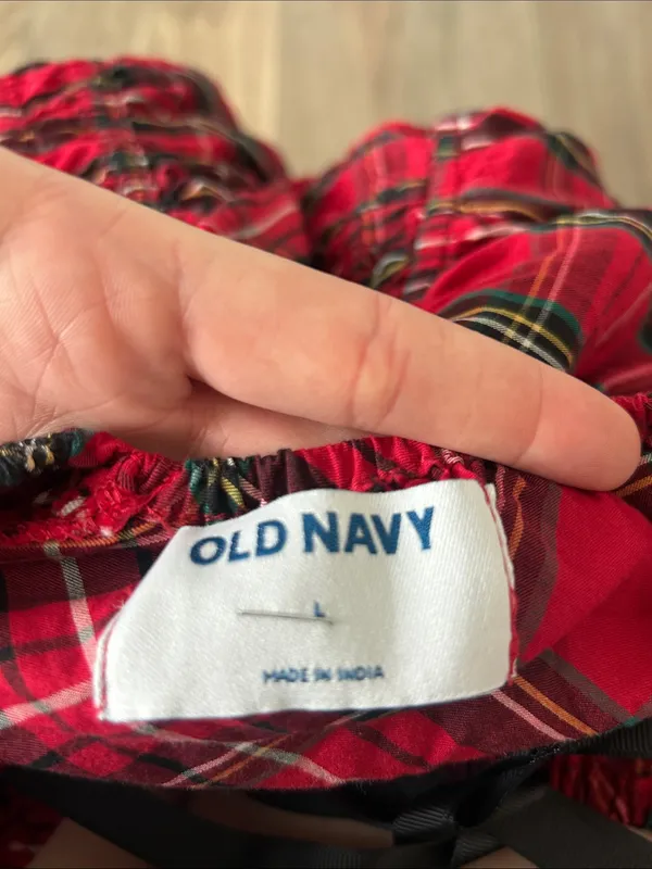 Old Navy Red Plaid Puff-Sleeve Mini Dress - Image 2