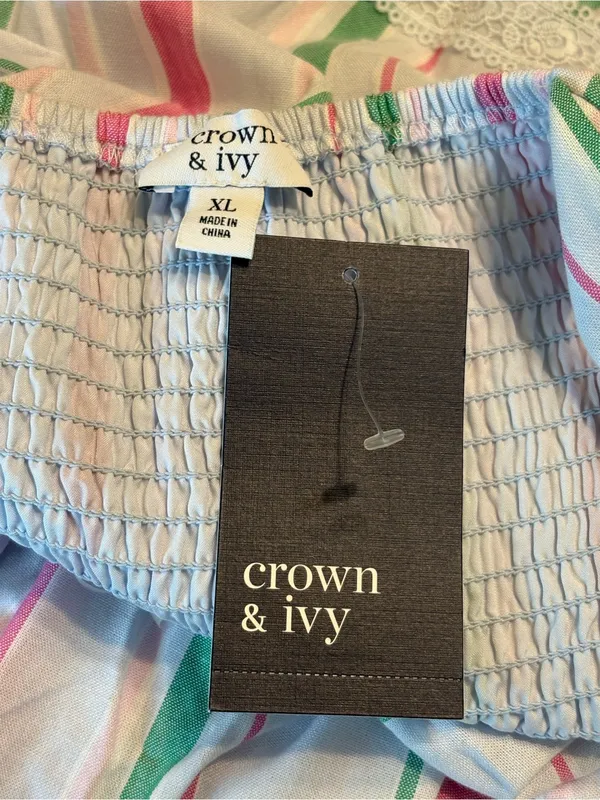 crown & ivy Pastel Striped Sleeveless Tiered Maxi Dress size XL NWT - Image 5