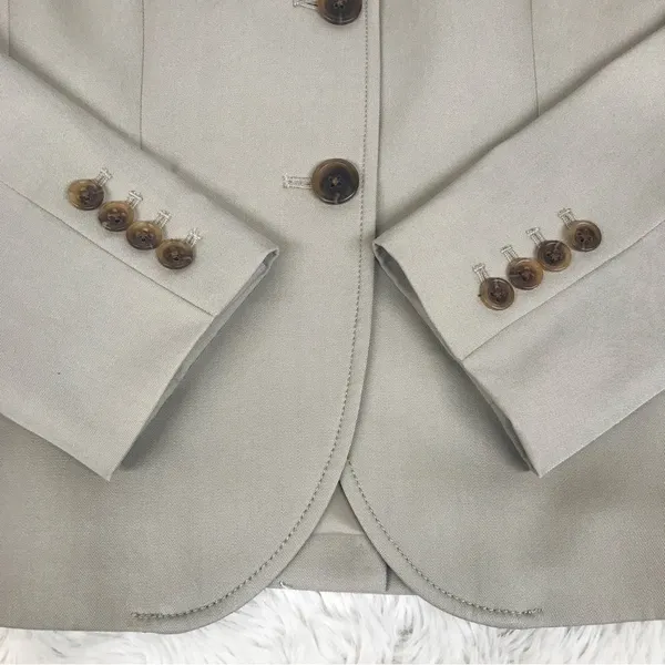 J. CREW Taupe Wool Button‎ Front Blazer Jacket 100% Wool Tan Beige Blazer Size 8 - Image 6