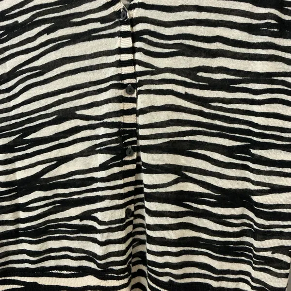 LOFT Zebra Stripe Cardigan Sweater M Lightweight Career Career Minimalist Layers - Image 2