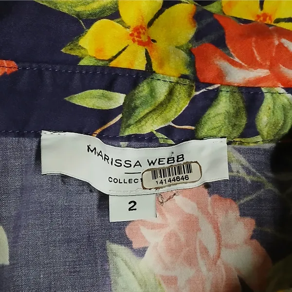 Marissa Webb Women's Dress Size 2 Floral Puff Sleeve Button Front Cottage - Image 6
