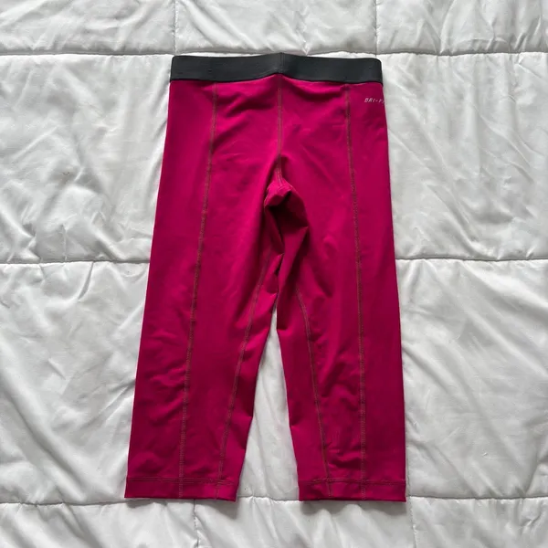 Nike Pro Dri-FIT Women Pink Cropped‎ Leggings Capri Athletic Pants XS Running - Image 6