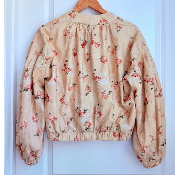 Free People‎ Rory Bomber Jacket Floral Boho Summer Spring Cowboy Roadtrip XS - Image 5