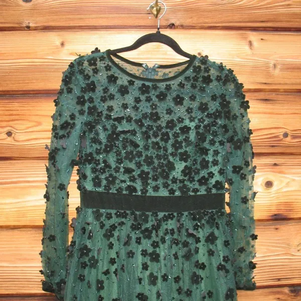 Mac Duggal 67007 Womens Green Embellished Illusion Fit & Flare Dress Gown - Image 8