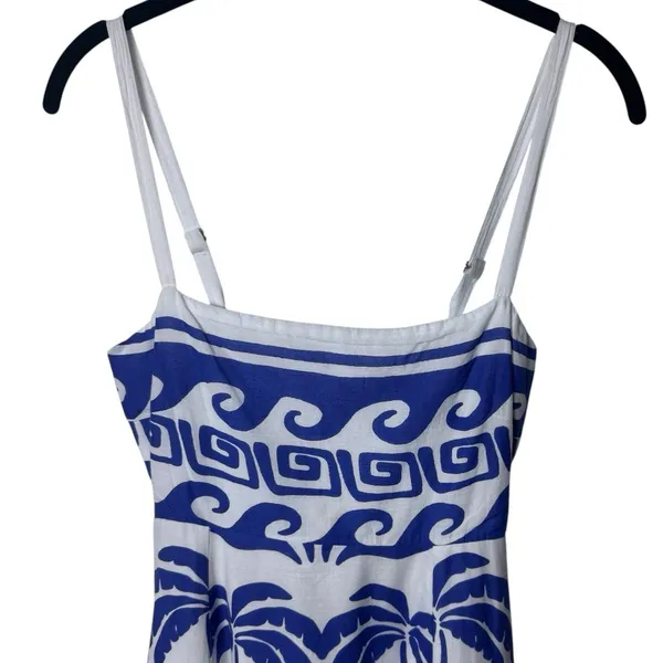 NEW Beach‎ Riot Rianne Printed Maxi Dress Blue White Tropical Resort Travel XS - Image 5