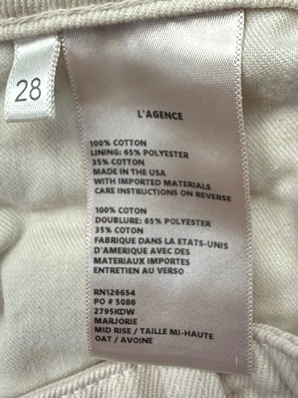 L'Agence Marjorie Mid Rise Jeans in Oat Sz 28 - Image 6