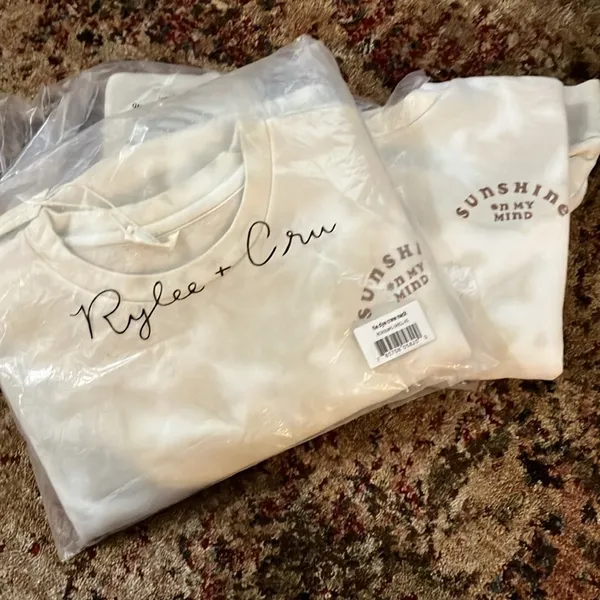 Rylee + Cru tie‎ dye crew neck sweatshirt in shell size XS sunshine on my mind - Image 3