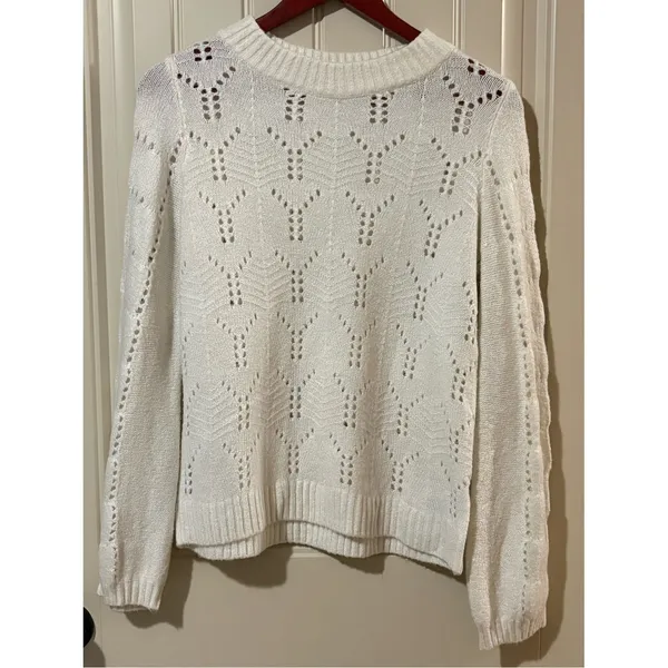 Gap Ivory Frost/Cream Pointelle Crew Sweater - Image 2