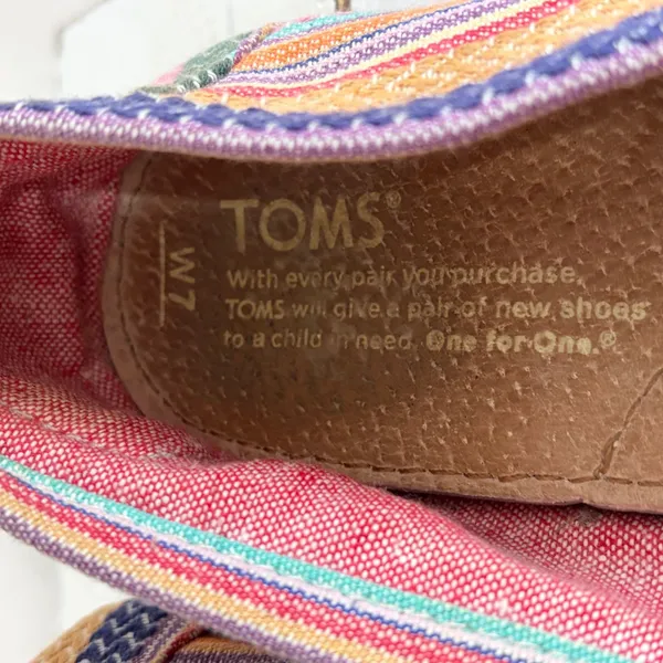 TOMS Classic‎ Alpargata Multi Color Woven Stripe Chevron Slip On Shoes Womens 7 - Image 5
