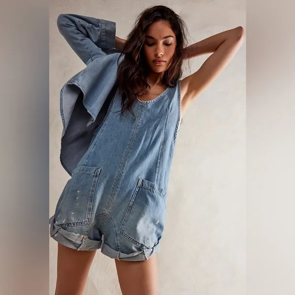 NWOT WeThe Free High Roller Shortall In Bright Eyes Sold Out On Free People - Image 5