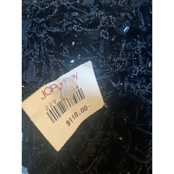 Vintage 90s Column Maxi Dress Sequin Fishnet Crochet Overlay Black NEW Womens S - Image 10