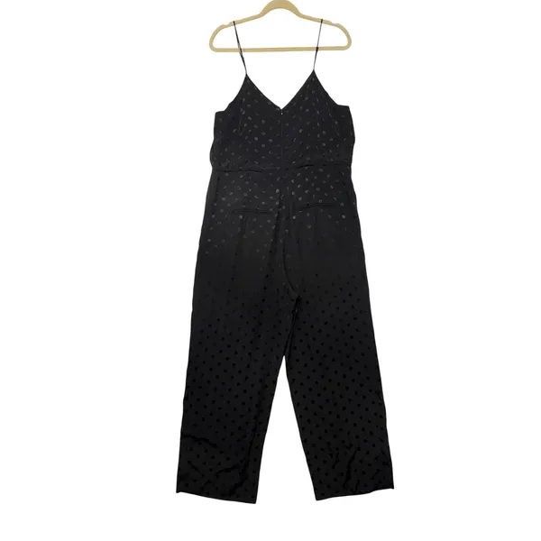 Anthropologie The Essential Jumpsuit Black Polka Dot Wide Leg V-Neck Size 14 - Image 5