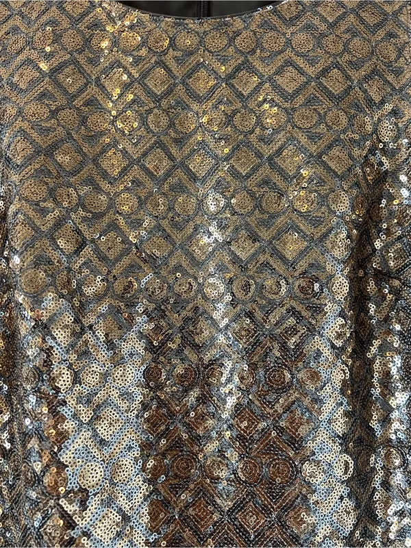 Banana Republic Gold & Silver Sequin Cocktail Party Dress Lined Size 4 Classic - Image 2