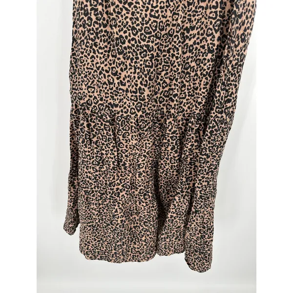 Reformation Toulouse Dress Womens 2 Cream Black‎ Cheetah Print Linen Midi - Image 4