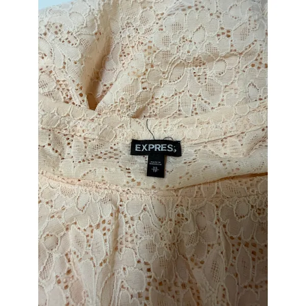 Express Y2K Floral Lace Mesh Long Sleeve Top Blush Pink Fairycore XS‎ - Image 4