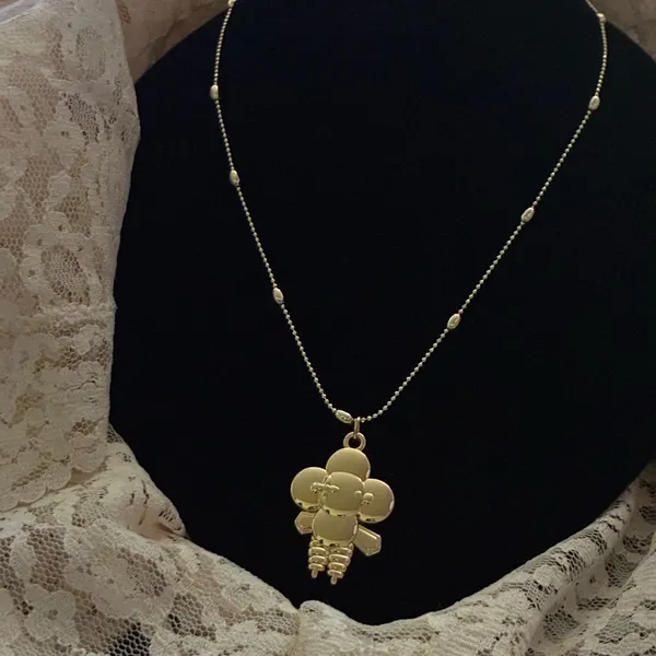Gold Flower Pendant Necklace 18” - Image 2
