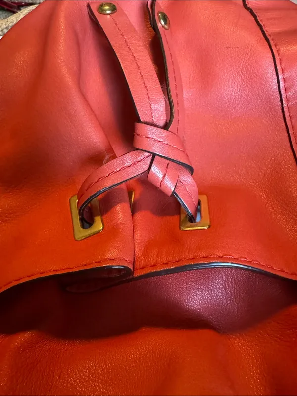Coach Orange Leather Vintage Tote with Brass-Tone Hardware - Image 6