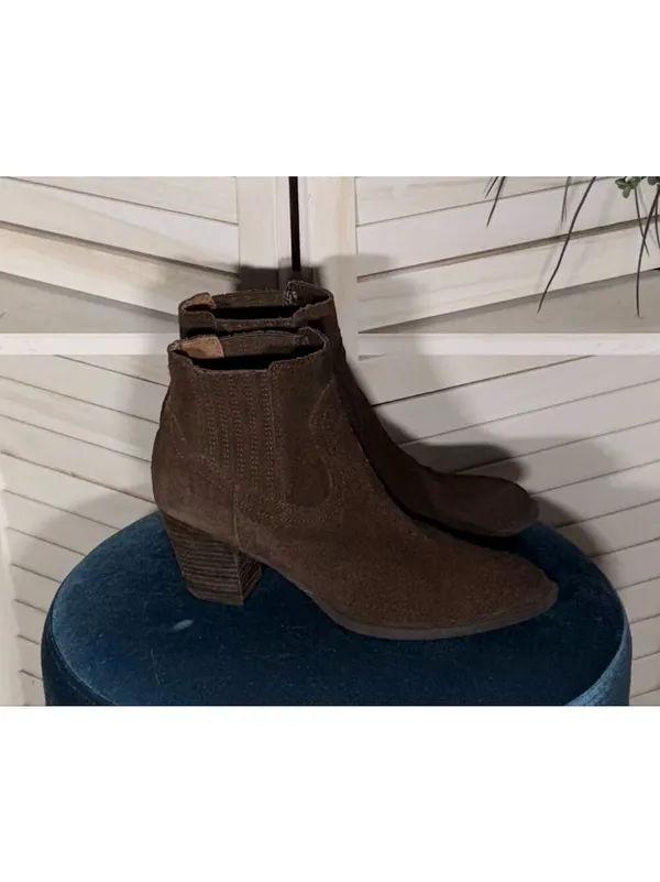 Dolce Vita Brown Suede Leather Ankle Cowboy Boots Size 9 - Image 2