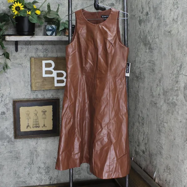 NWT I.n.c. International Concepts Fit & Flare Dress 10846069 2 Woodland Brown - Image 2
