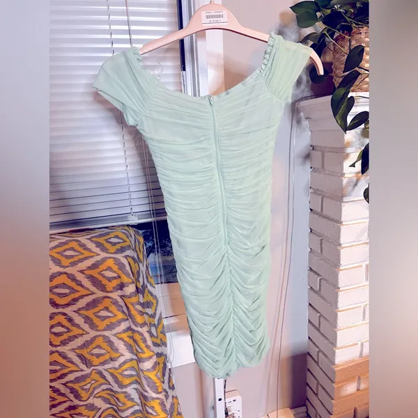 Windsor Mint Green Pastel Tulle Ruched Bodycon Mini Dress S - Image 5