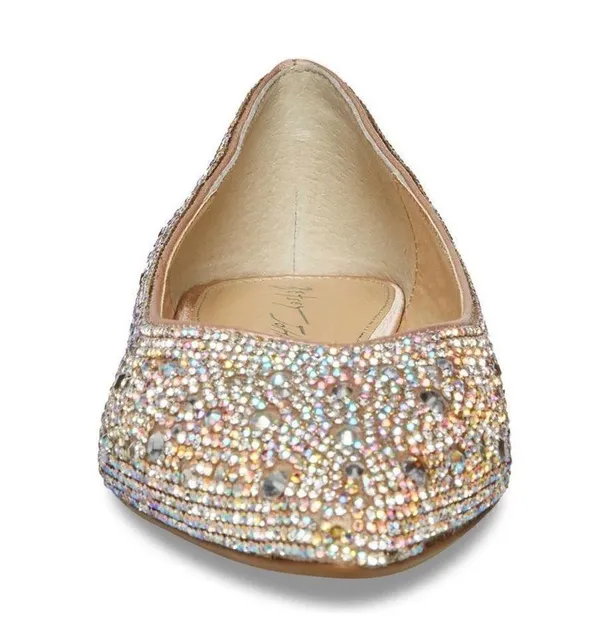 BETSEY JOHNSON Rhinestone Crystal Pavé Pointed Toe Flat, SPARKLE, Size 8.5, NWOT - Image 3