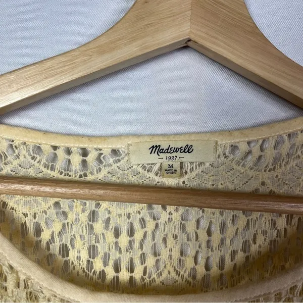 Madewell‎ Cream Lace Short Sleeve Blouse M - Image 4