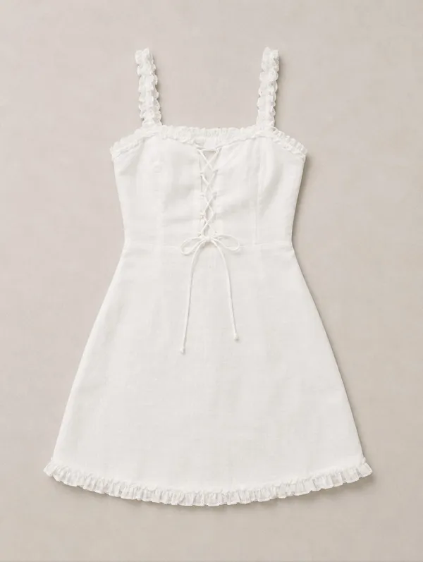 Finders Keepers Urban Outfitters White Lace Up Robin Mini Dress Women Size L (8) - Image 2