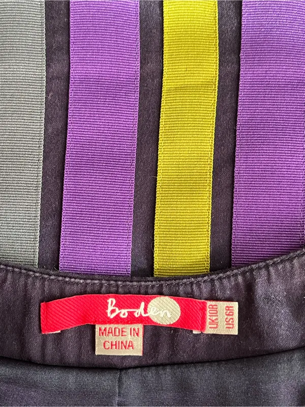 Boden• Navy & Purple Grosgrain Ribbon Detail• Cotton Dress• Sz 6 - Image 2