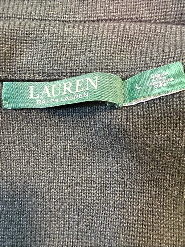 Lauren Ralph Lauren Cotton Blend Black and White Striped Zip Cardigan - Image 6