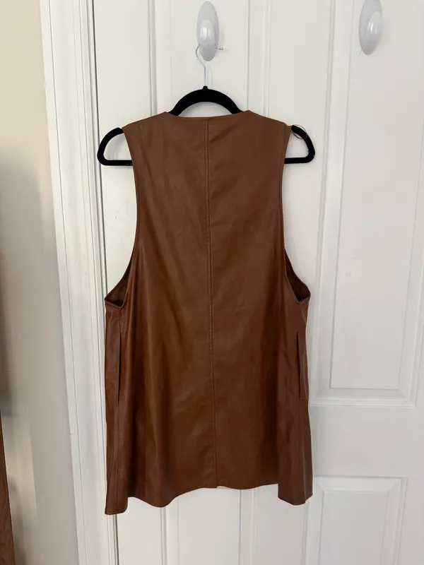 Zara brown leather button down dress  - Image 2