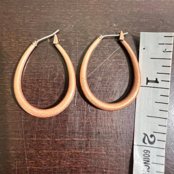 Oval Hoop Earrings Brown‎ Copper Color Statement Dangle Earrings Women - Image 5