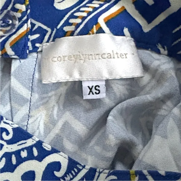 EUC Anthropologie Cory Lynn Calter Everly Blue Palm Tree Motif Size XS - Image 8