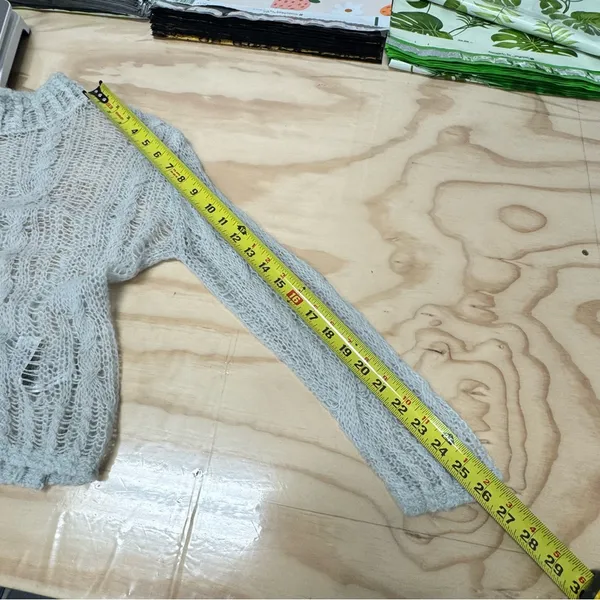 Zara Open Knit Crewneck Sweater‎ Light Gray XS-S 0021/107/406 - Image 13