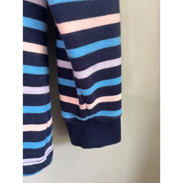 Lands End Serious Sweats Striped Quarter Zip Pullover Blue Multi XL 18 - Image 5