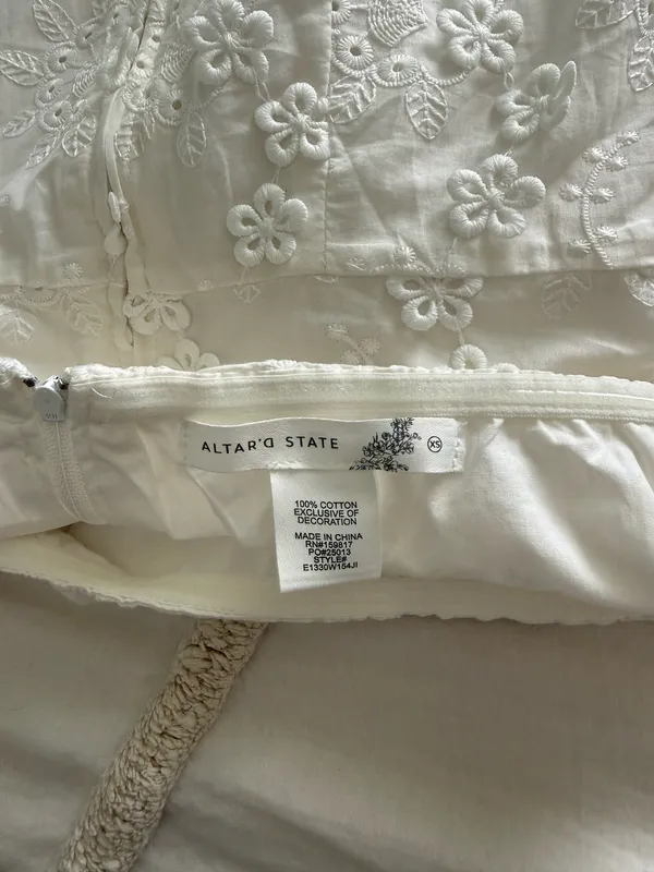 Altar'd State white cotton strapless mini dress - Image 3