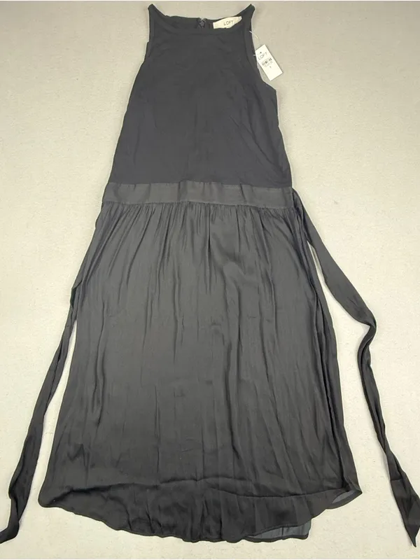 LOFT Black Sleeveless Drop Waist Midi Dress NWT 8 - Image 2