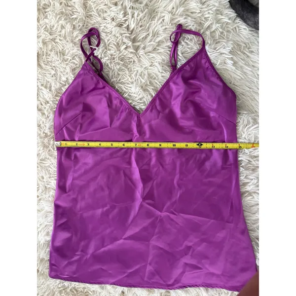 ZARA Women's Purple Satin V-Neck Camisole Tank Top Adjustable Straps Size S‎ - Image 5