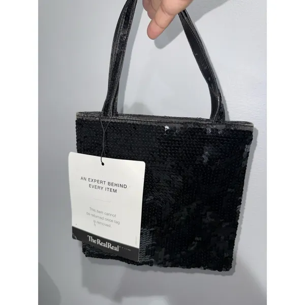 Vintage Miu Miu Hand Bag Black Sequins‎ See Photos G - Image 2