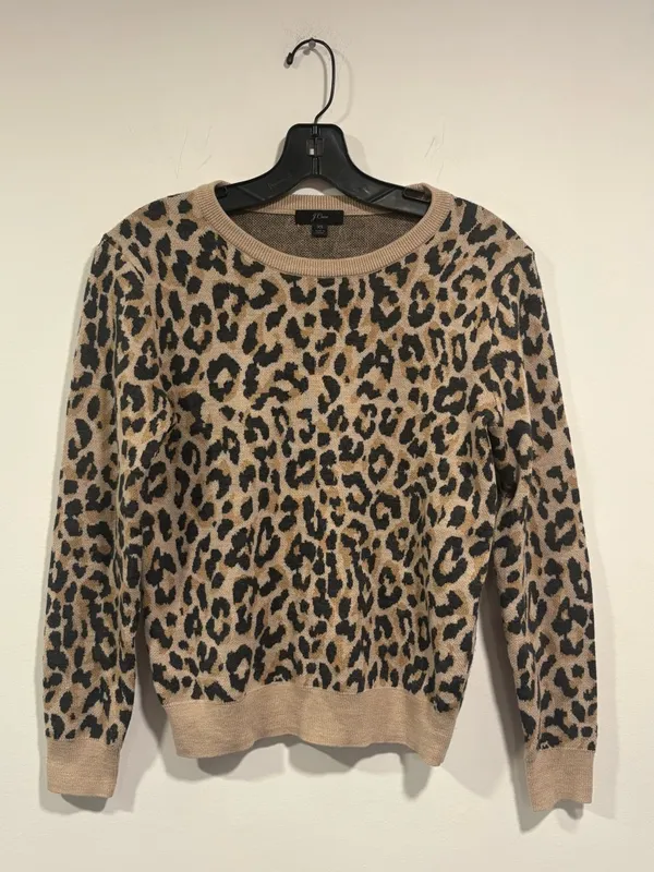 J. Crew Leopard Print Crewneck Sweater - Beige and Black - Image 2