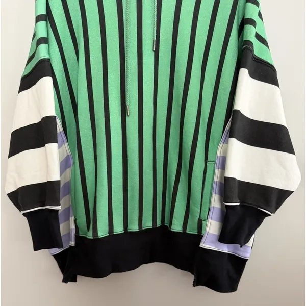 Free People Movement Free "Sprint To The Finish" Hoodie Green Stripe Women's Med - Image 5