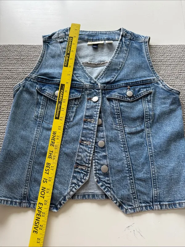 Universal Threads Light Blue Cotton Denim Vest Size Small - Image 4